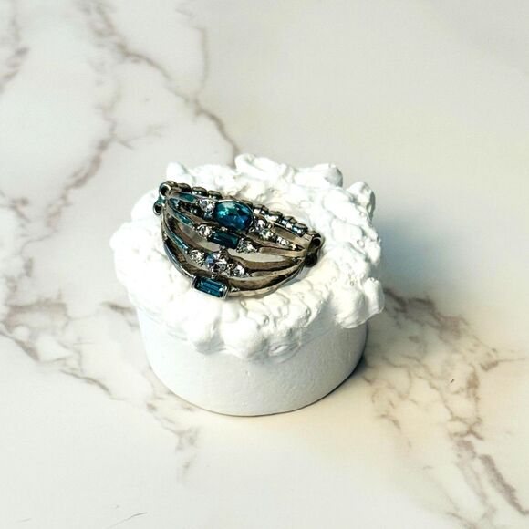Blue Rhinestone Adjustable Ring - Picture 2 of 5